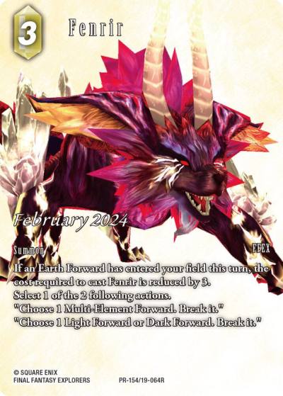 Fenrir February 2024 PR-154/19-064R FF: Promo Cards Final Fantasy card