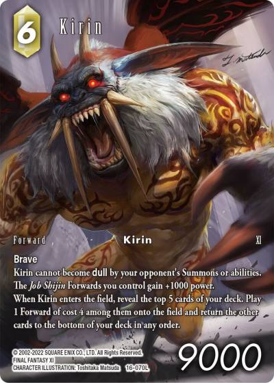 Kirin Full Art 16-070L Emissaries of Light Final Fantasy card