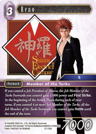 Reno 15-138S Crystal Dominion Final Fantasy card