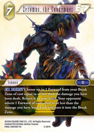 Zeromus the Condemner EX 3-087H Opus III Final Fantasy card